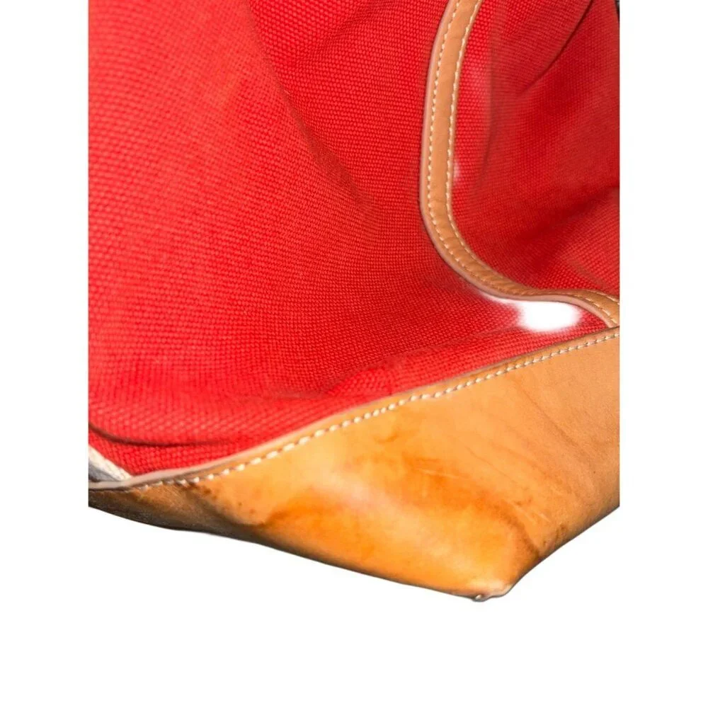 Coach Bleecker Orange Canvas &‎ Tan Leather Beach Unisex Tote Bag 71321 5825 - Picture 10 of 12